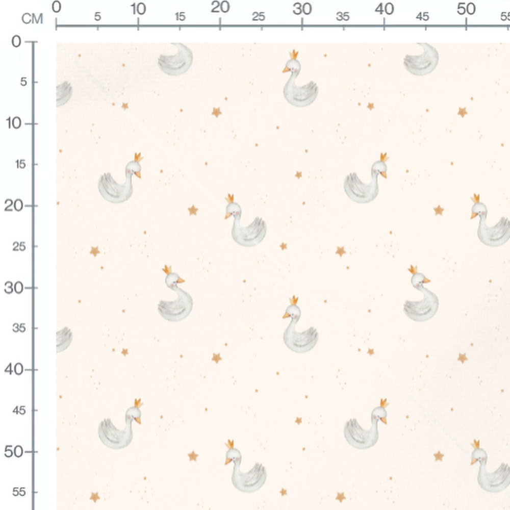 Tissu - Cygnes couronnés sur crème