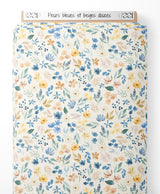 Tissu - Fleurs bleues et beiges douces