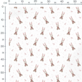 Tissu - Lapins gris et pois roses