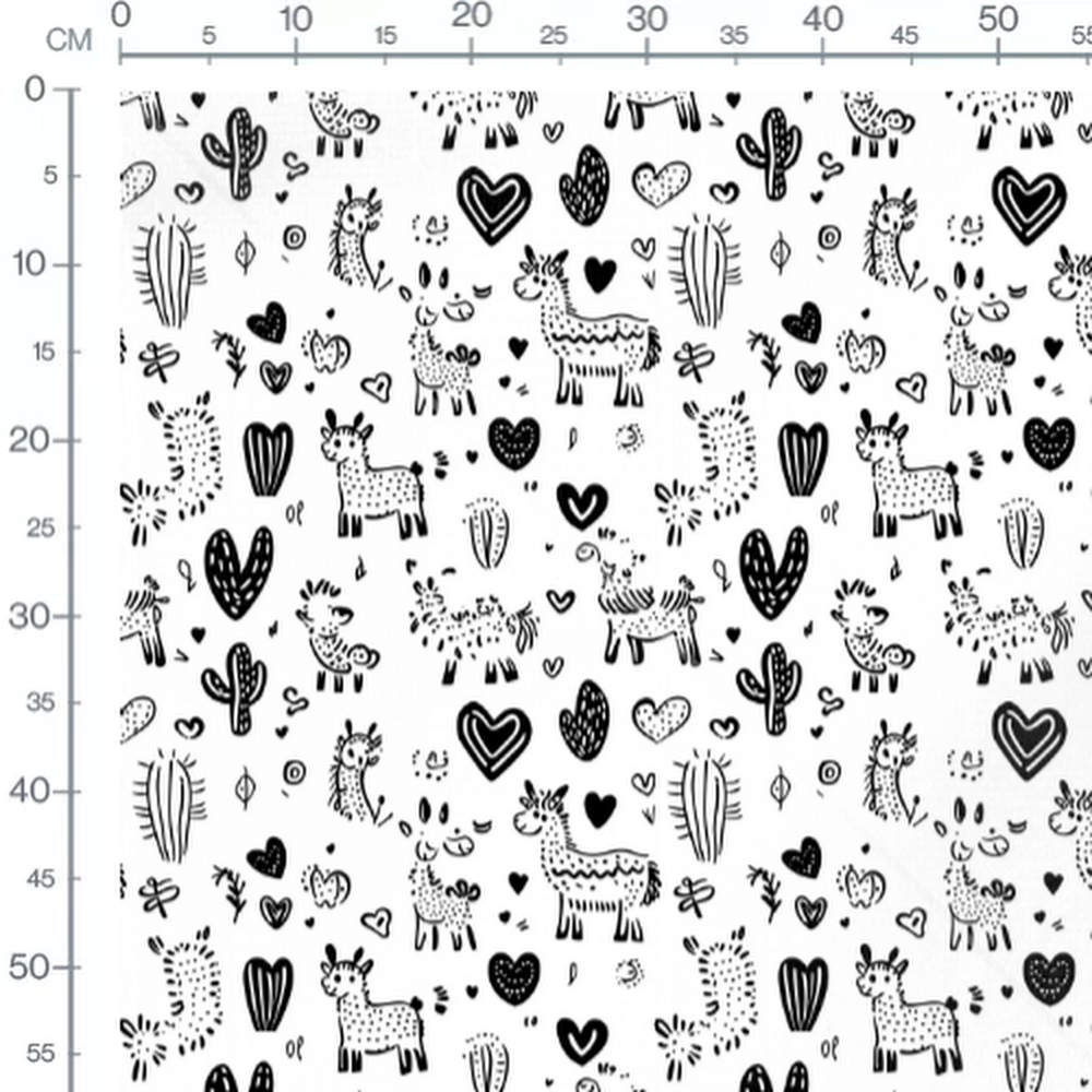 Tissu - Tissu Lama Cactus Doodle
