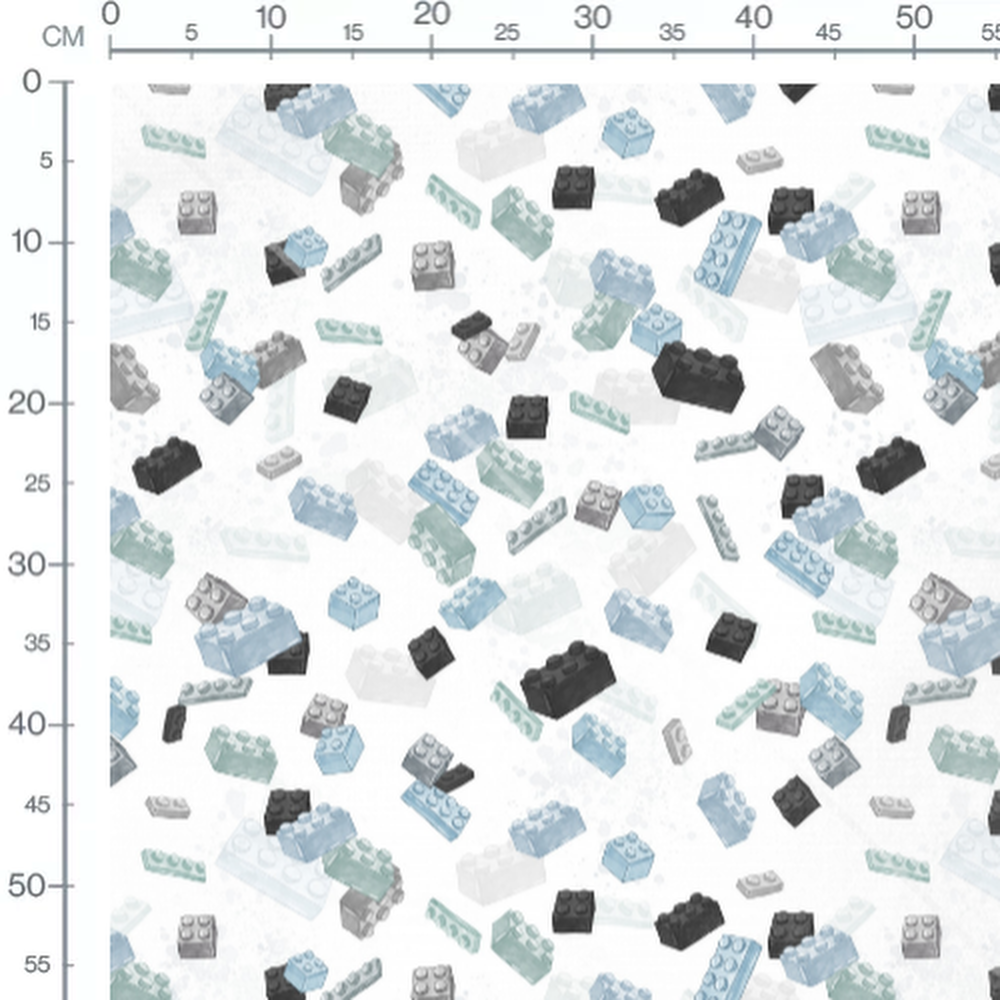 Tissu - Blocs colorés sur fond blanc