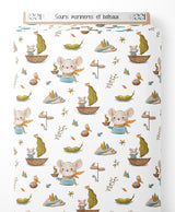 Tissu - Souris marinières et bateaux