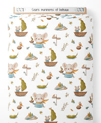 Tissu - Souris marinières et bateaux
