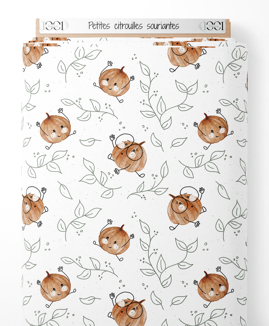 Tissu - Petites citrouilles souriantes