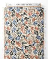 Tissu - Feuilles colorées sur beige