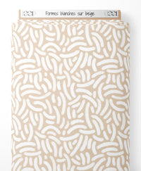 Tissu - Formes blanches sur beige