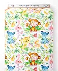 Tissu - Animaux tropicaux aquarelle