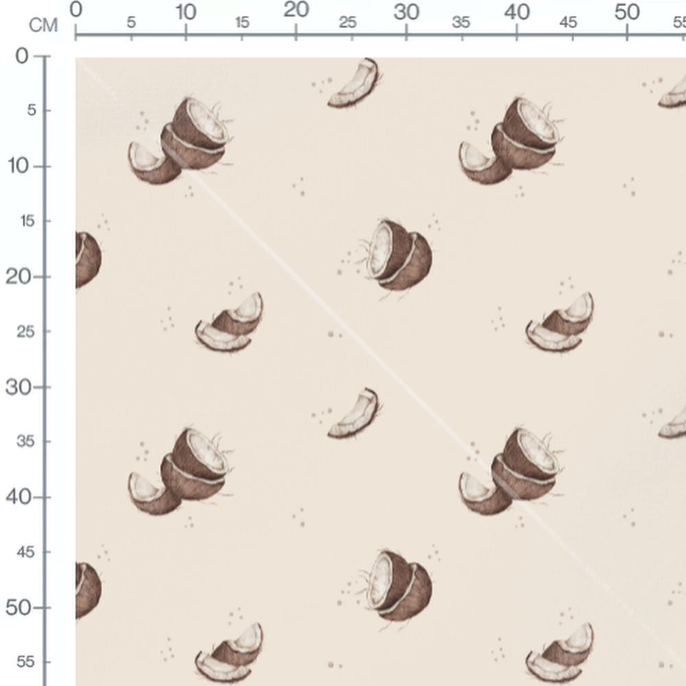 Tissu - Noix de coco ouvertes marron