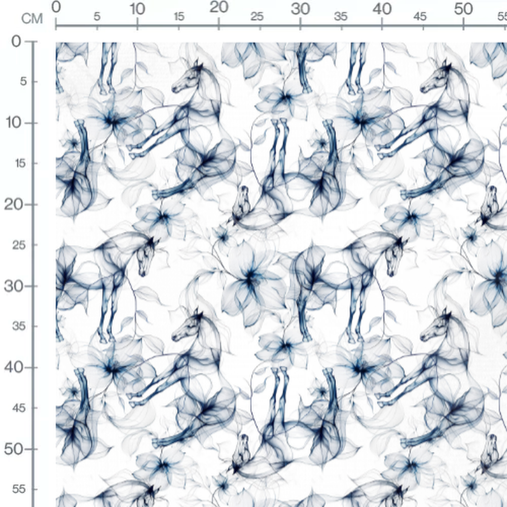 Tissu - cheval floral blanc