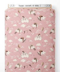 Tissu - Nuages souriants et étoiles 2