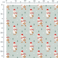 Tissu - Canards rouges sur fond bleu