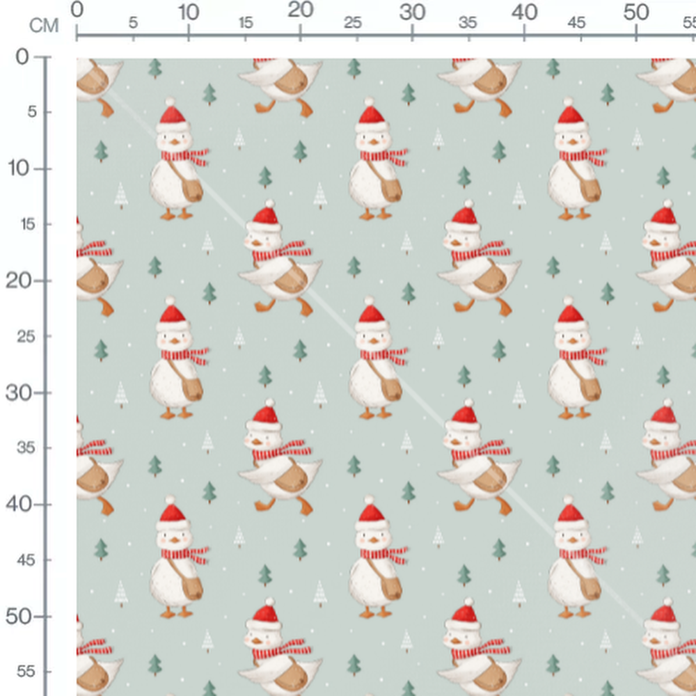 Tissu - Canards rouges sur fond bleu