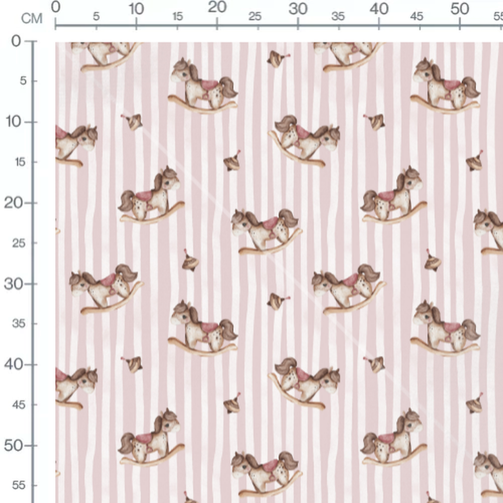 Tissu - Chevaux à bascule et cupcakes