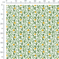 Tissu - Citrons et feuilles sur blanc