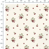 Tissu - Cerises et fleurs sur crème
