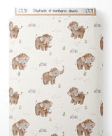 Tissu - Éléphants et montagnes douces