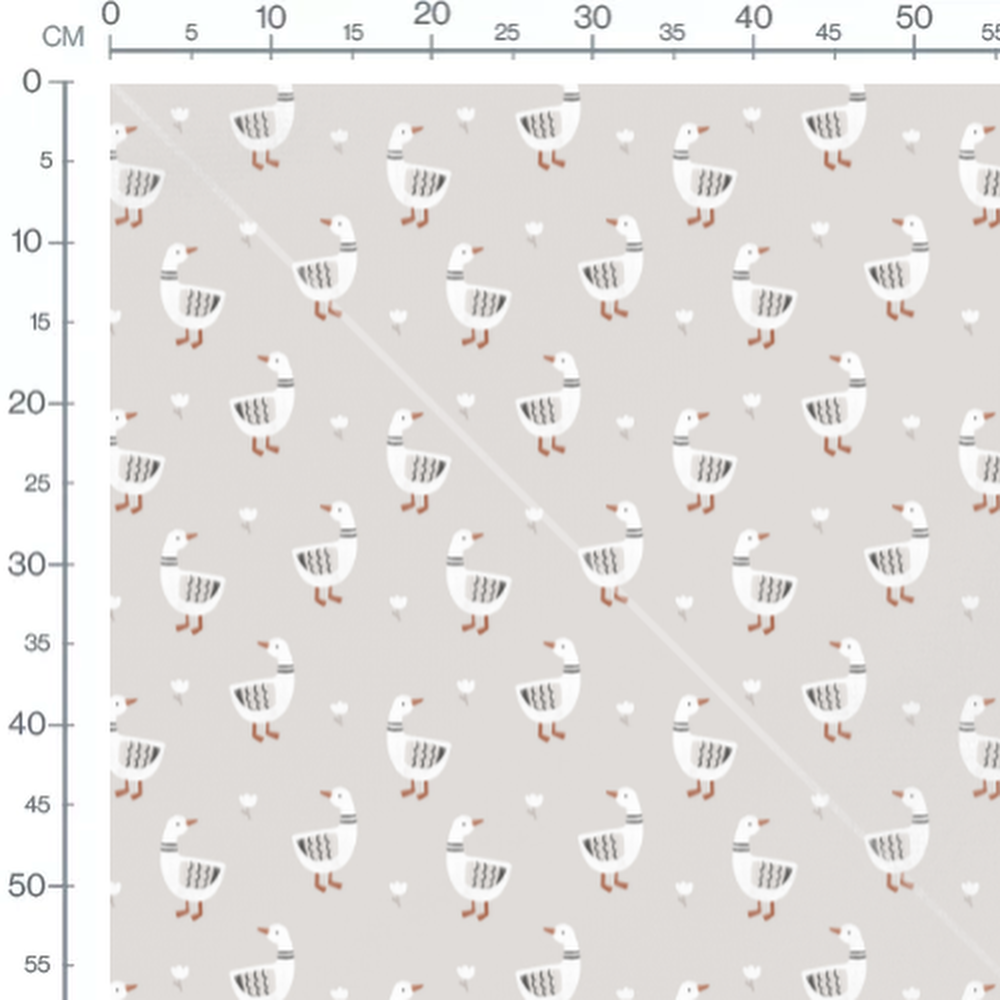 Tissu - Oies blanches sur fond clair