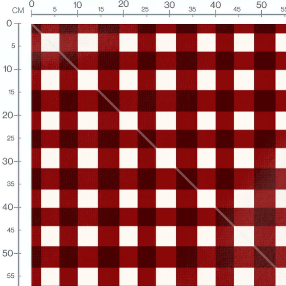 Tissu - Carreaux blancs sur fond rouge