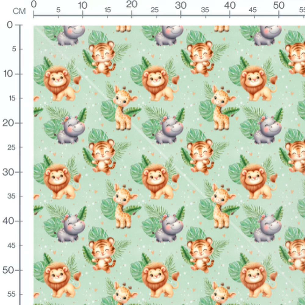 Tissu - Savane joyeuse sur vert