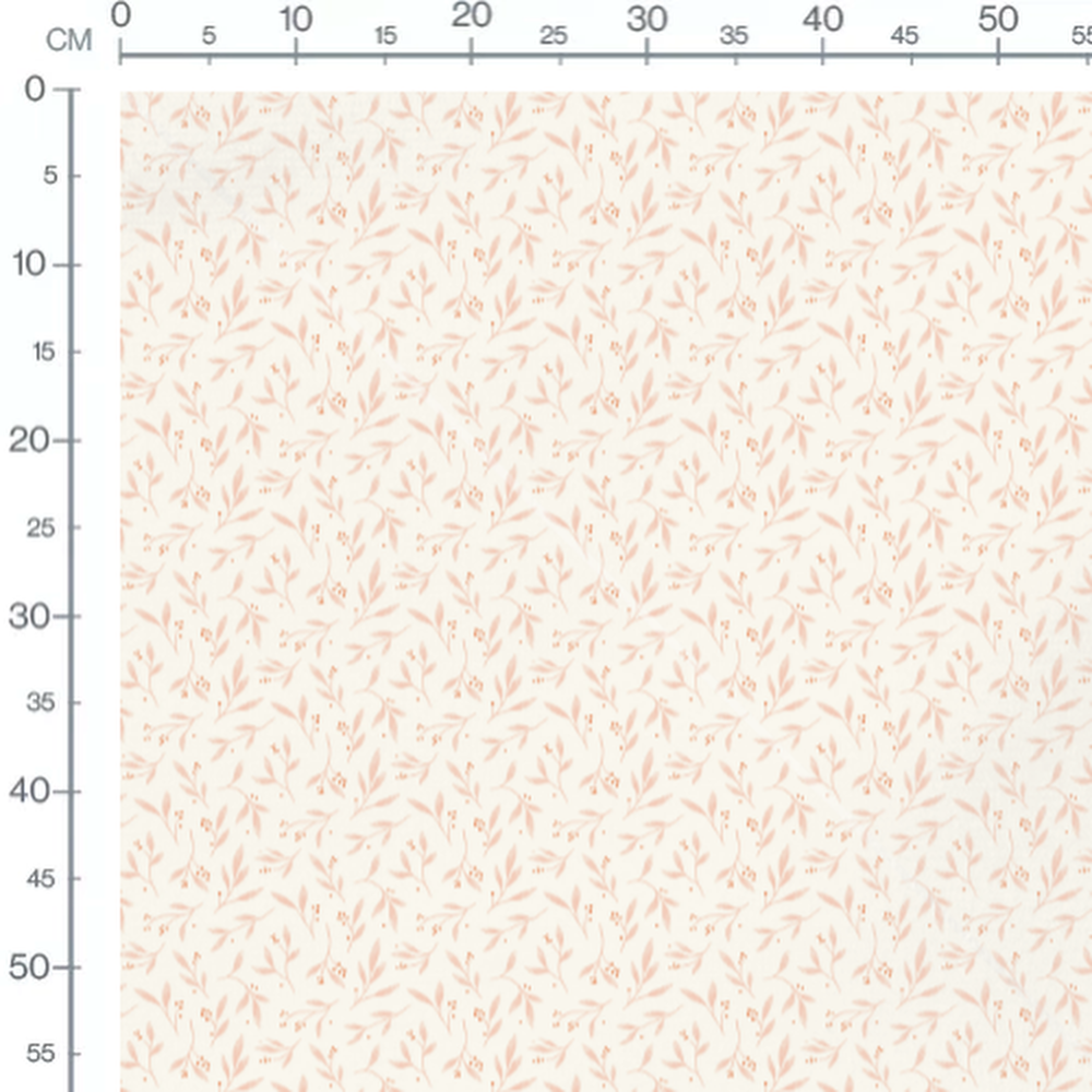 Tissu - Feuilles et baies roses