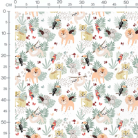 Tissu - Tropical avec lions et fleurs