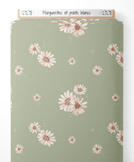 Tissu - Marguerites et points blancs