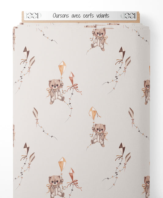 Tissu - Oursons avec cerfs-volants