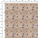 Tissu - Pandas et feuilles sur beige