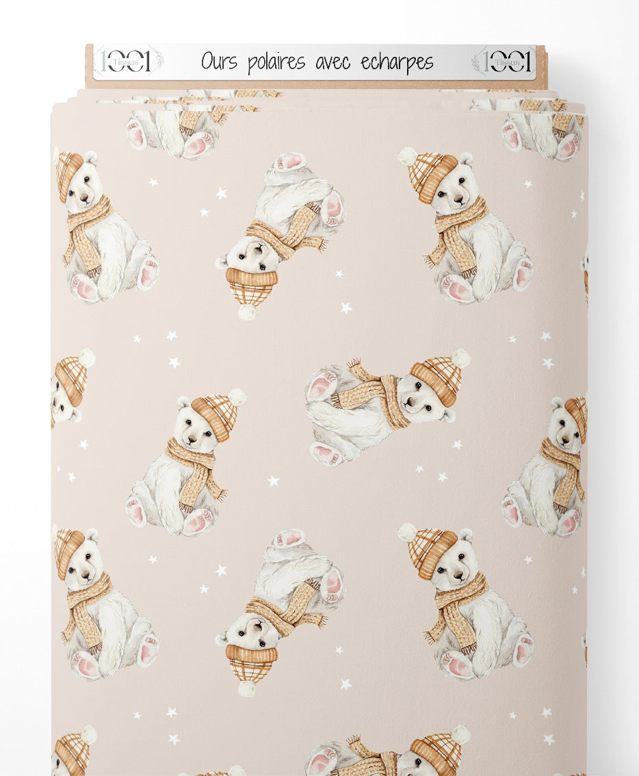 Tissu - Ours polaires avec écharpes