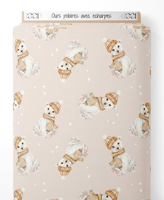 Tissu - Ours polaires avec écharpes