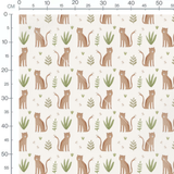 Tissu - Léopards et feuillages verts