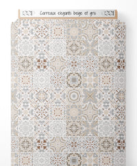 Tissu - Carreaux élégants beige et gris