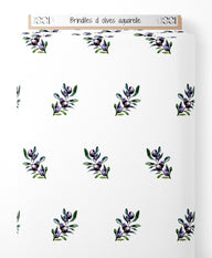 Tissu - Brindilles d'olives aquarelle