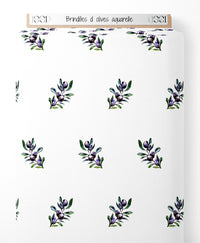 Tissu - Brindilles d'olives aquarelle