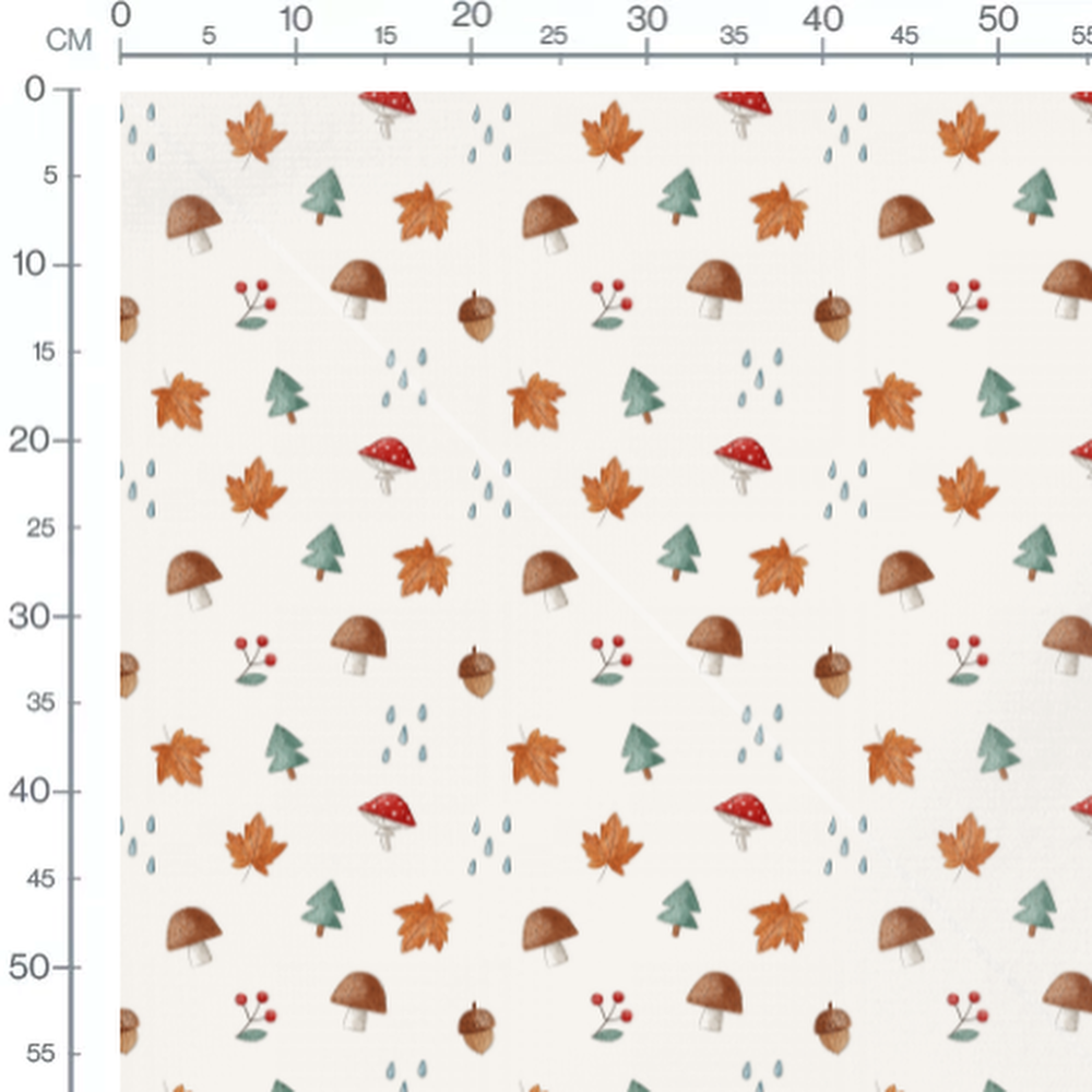 Tissu - Champignons bruns et glands