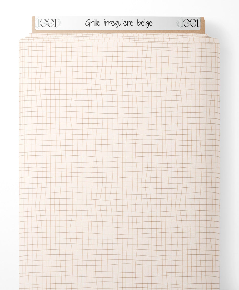 Tissu - Grille irrégulière beige