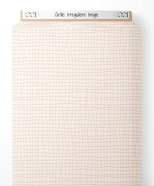 Tissu - Grille irrégulière beige