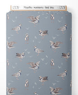 Tissu - Mouettes marinières sur fond bleu