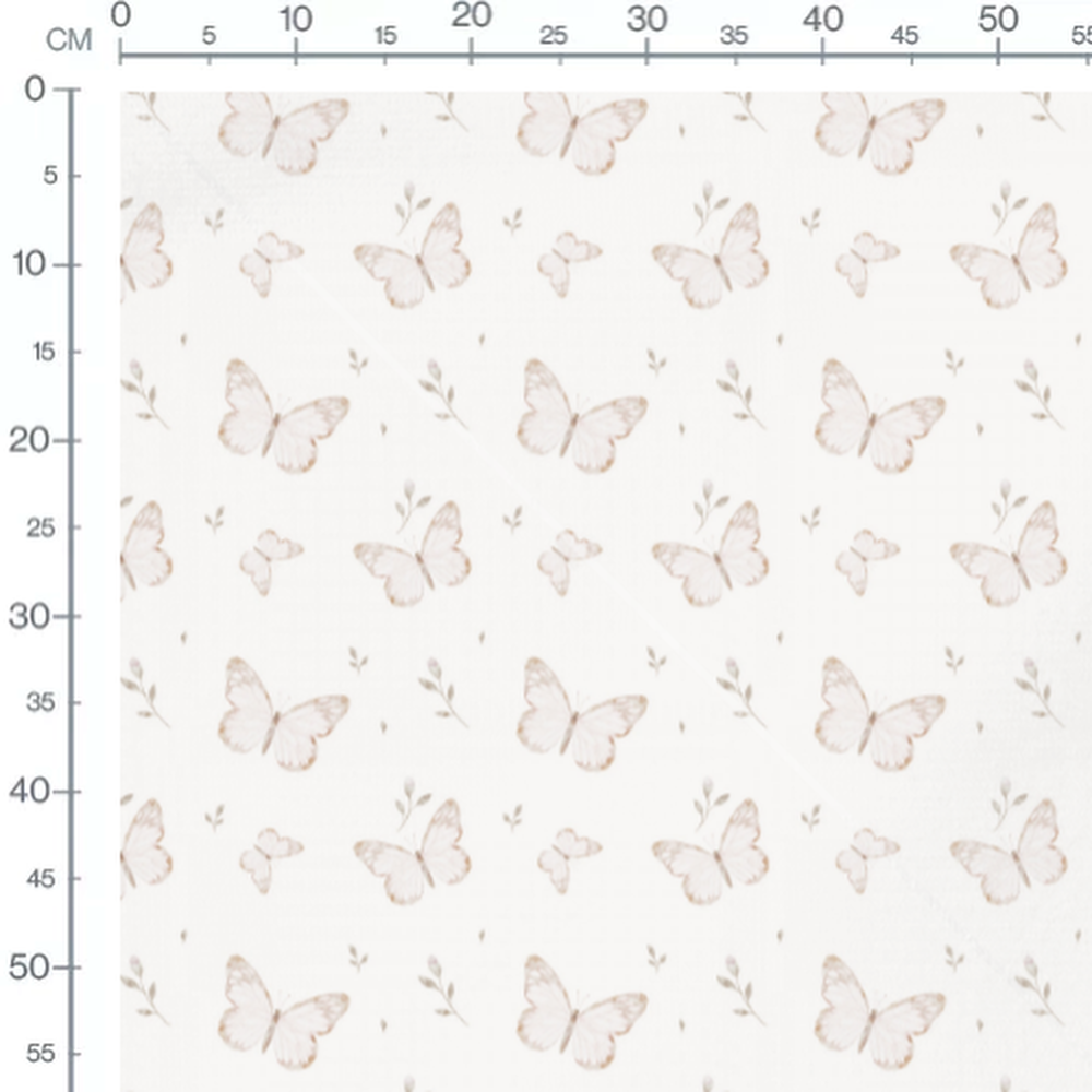 Tissu - Papillons et brindilles beige