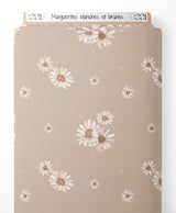 Tissu - Marguerites blanches et brunes