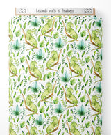 Tissu - Lézards verts et feuillages