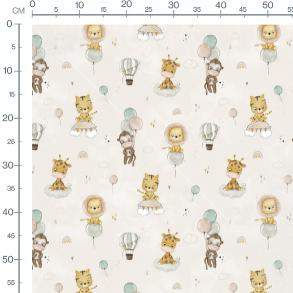 Tissu - Savane colorée sur fond beige