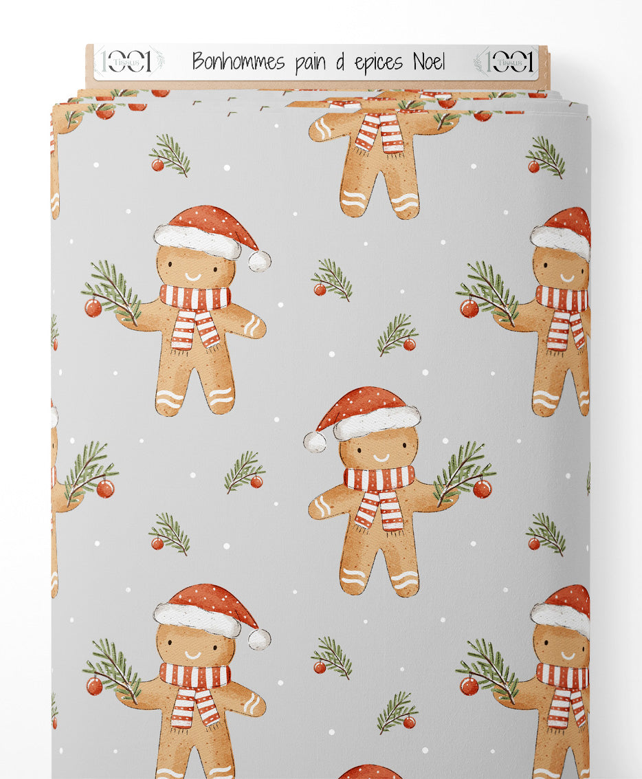 Tissu - Bonhommes pain d'épices Noël