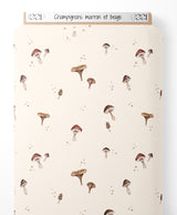 Tissu - Champignons marron et beige