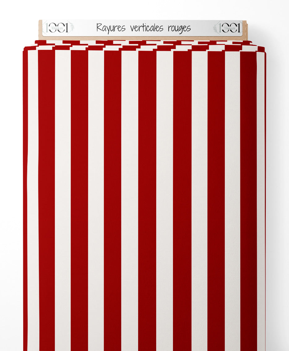 Tissu - Rayures verticales rouges