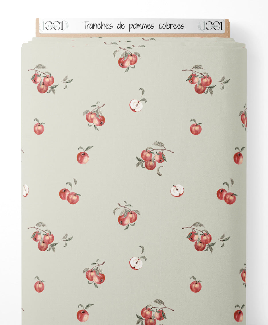 Tissu - Tranches de pommes colorées