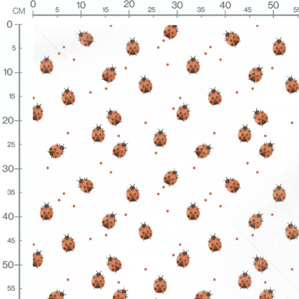 Tissu - Coccinelles sur fond blanc