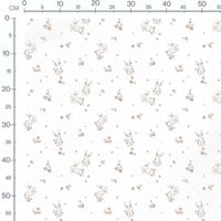 Tissu - Lapins gris et fleurs beige