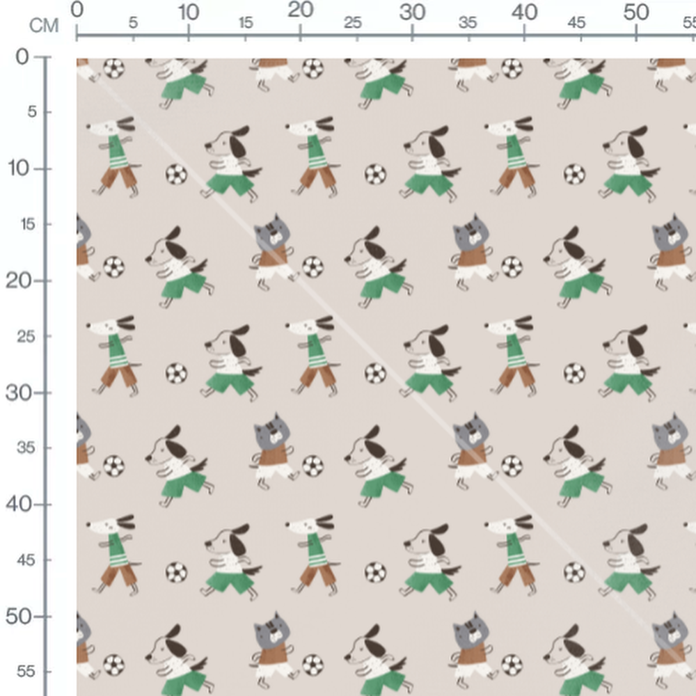 Tissu - Chiens colorés sur fond beige