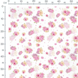 Tissu - Bouquets roses et jaunes